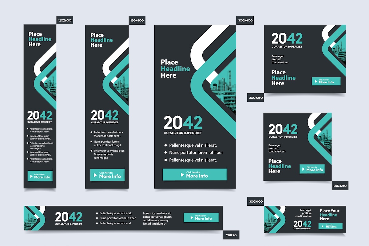 City Background Corporate Web Banner Template in multiple sizes. Easy to adapt to Brochure, Annual Report, Magazine, Poster, Corporate Advertising media, Flyer, Website.