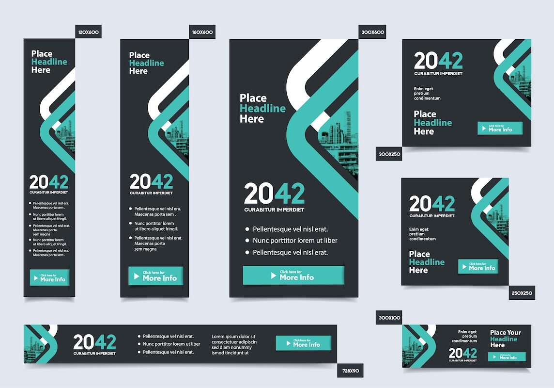 City Background Corporate Web Banner Template in multiple sizes. Easy to adapt to Brochure, Annual Report, Magazine, Poster, Corporate Advertising media, Flyer, Website.