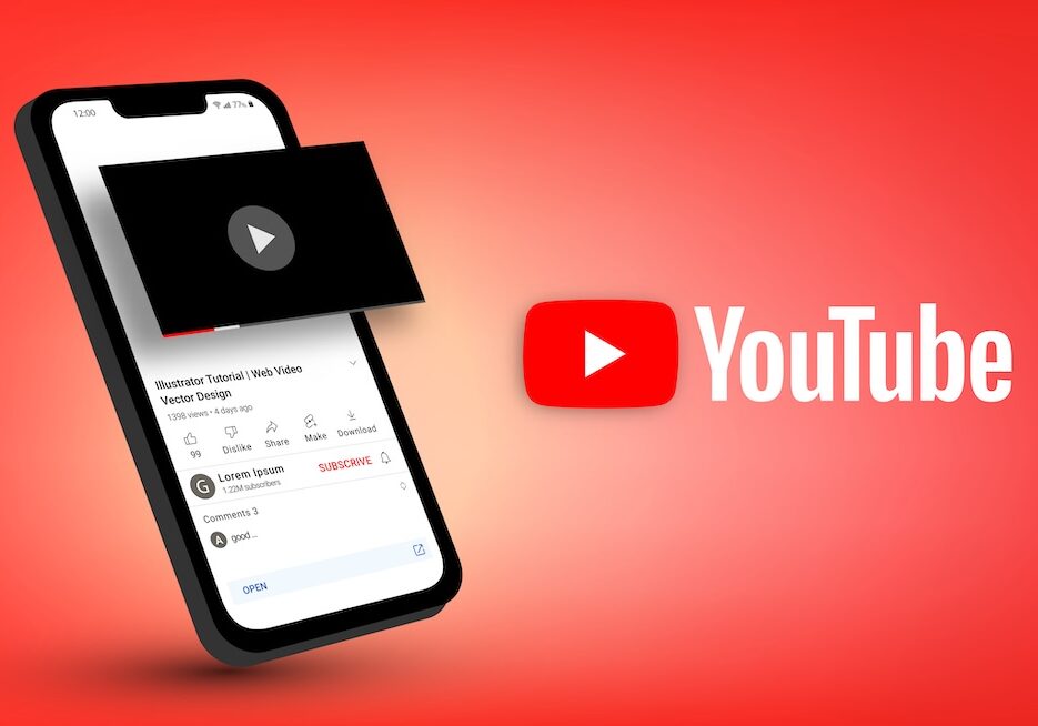 Youtube page on smartphone screen, isometric concept in vector format